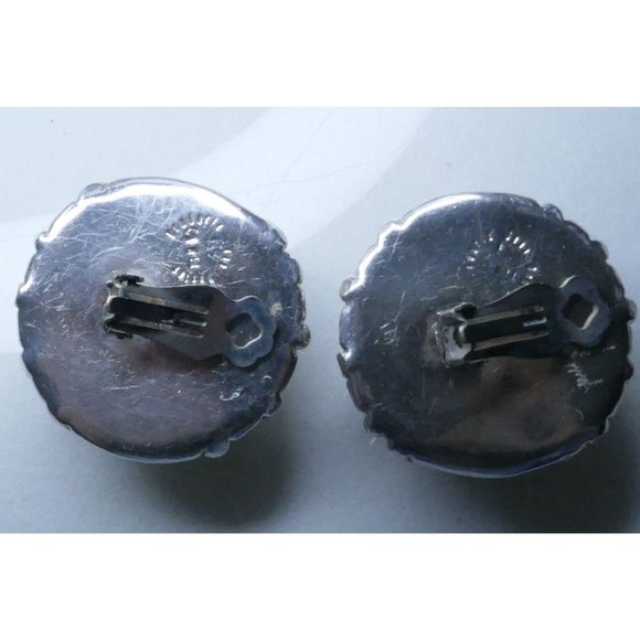 Signed Frederick Jean Duclos Bold Sterling Silver Electroform Striped Dome Earri - Picture 4 of 14